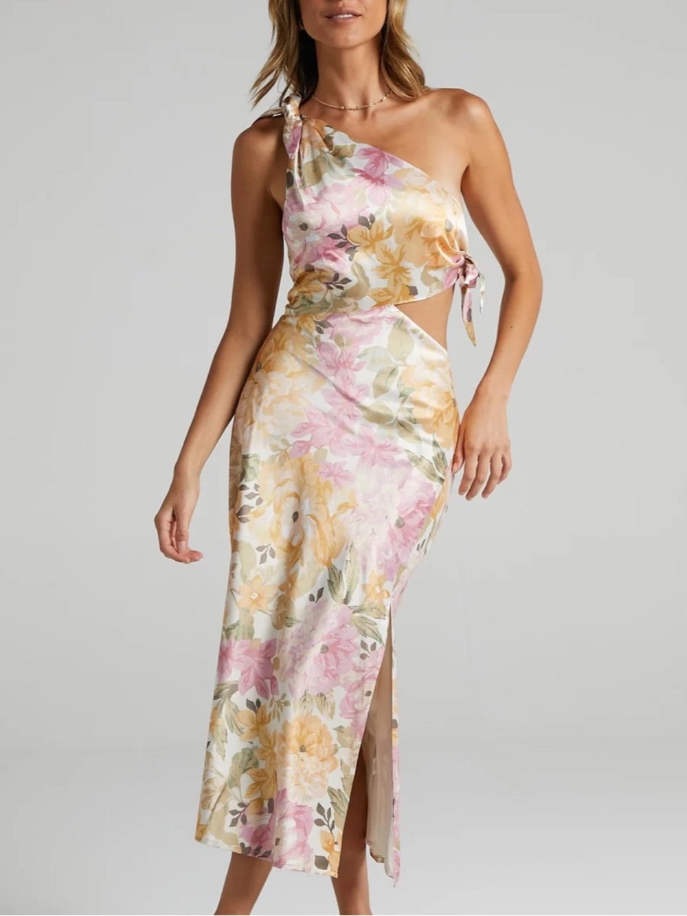 Showpo Glaucus Midi Dress in Pink & Gold